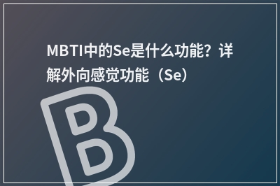 MBTI中的Se是什么功能？详解外向感觉功能（Se）